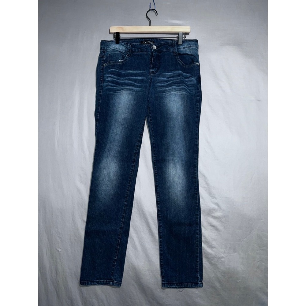 L.E.I. Ashley Lowrise Skinny Dark Wash Embellished Jeans Junior 13